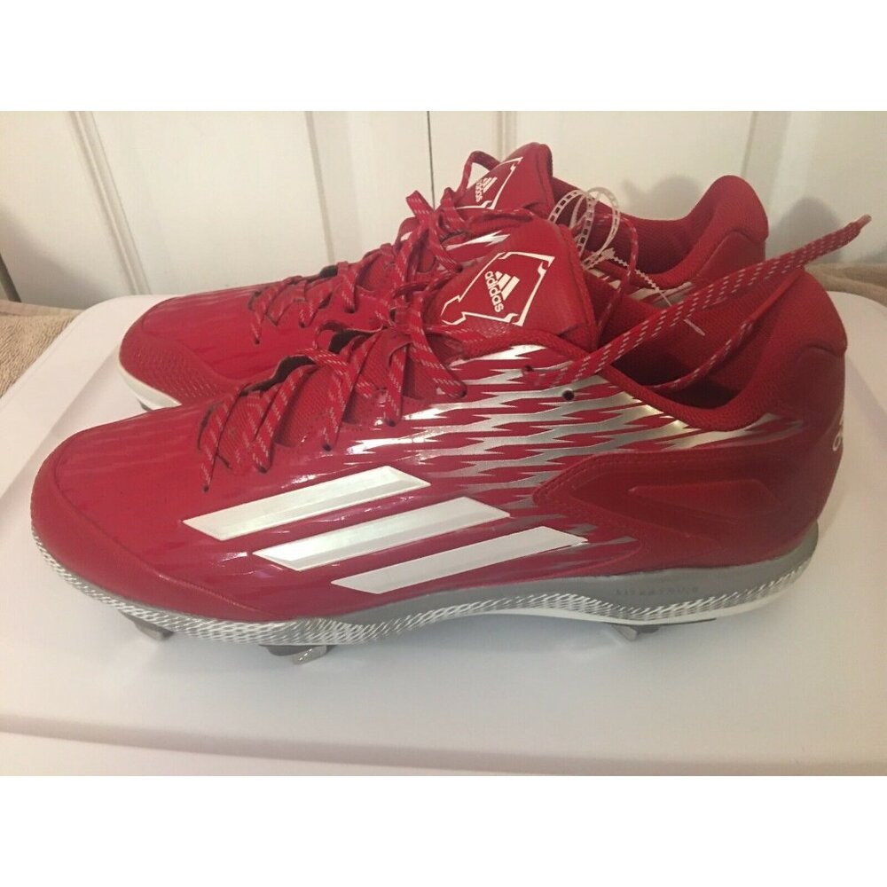 New Adidas Men's Sz 16 Power Alley 3 Metal Baseball Cleats Red S84760 - Picture 3 of 8
